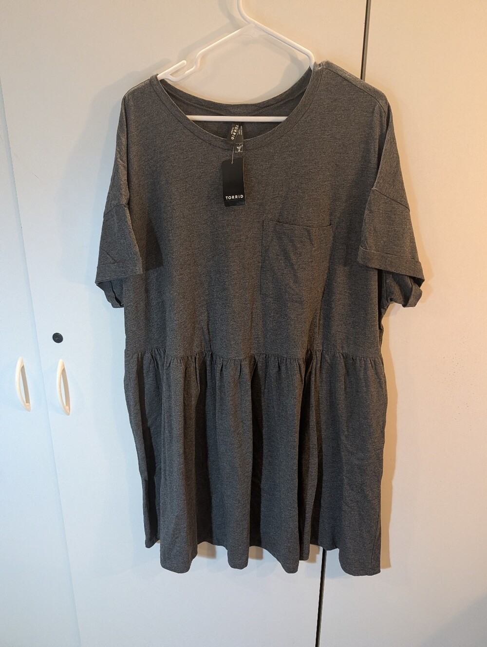 Torrid Charcoal Short Sleeve Woman's 2X Tiered Pocket Pajama Dress NWT
